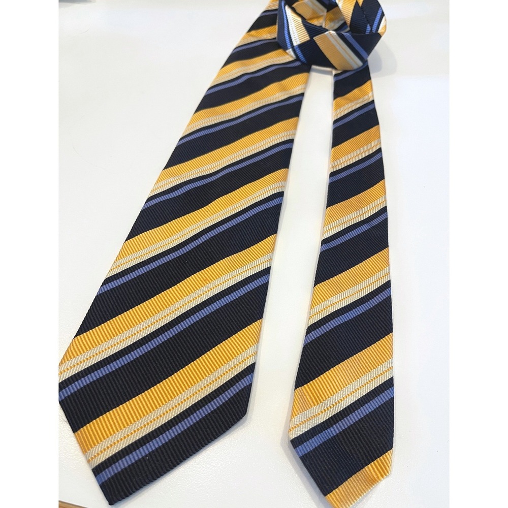 Oak Hall Mens Striped Tie Black Gold Preppy